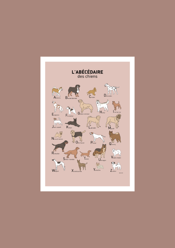 L' Abécédaire des chiens Affiche A3 A4 Carte postale – Image 2