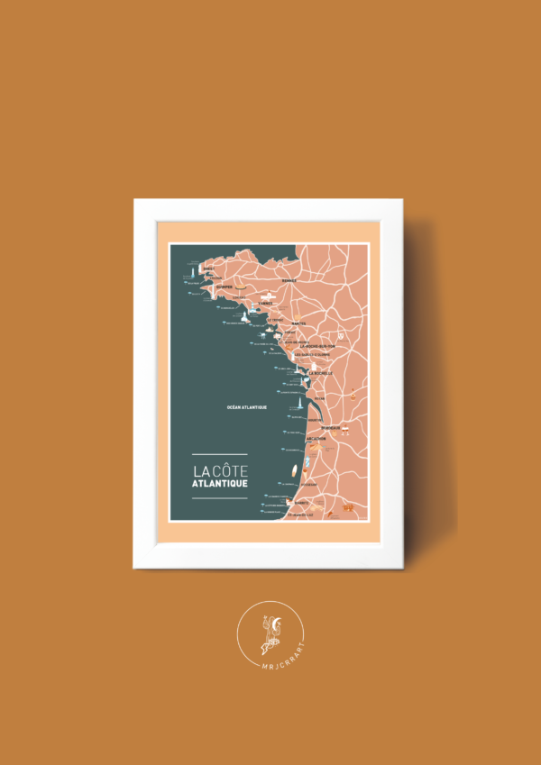 Côte Atlantique Affiche A3 A4 Carte postale