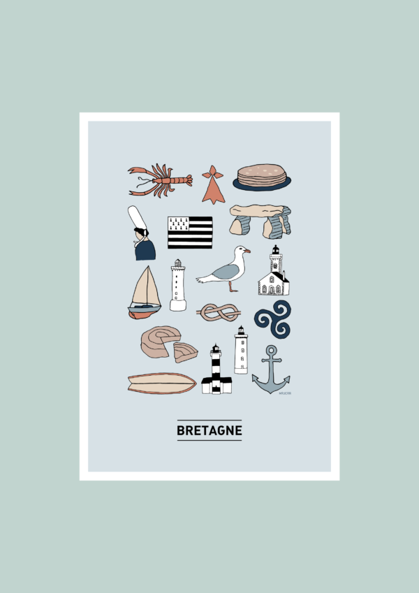 Bretagne illustrée Affiche A3 A4 Carte postale – Image 2