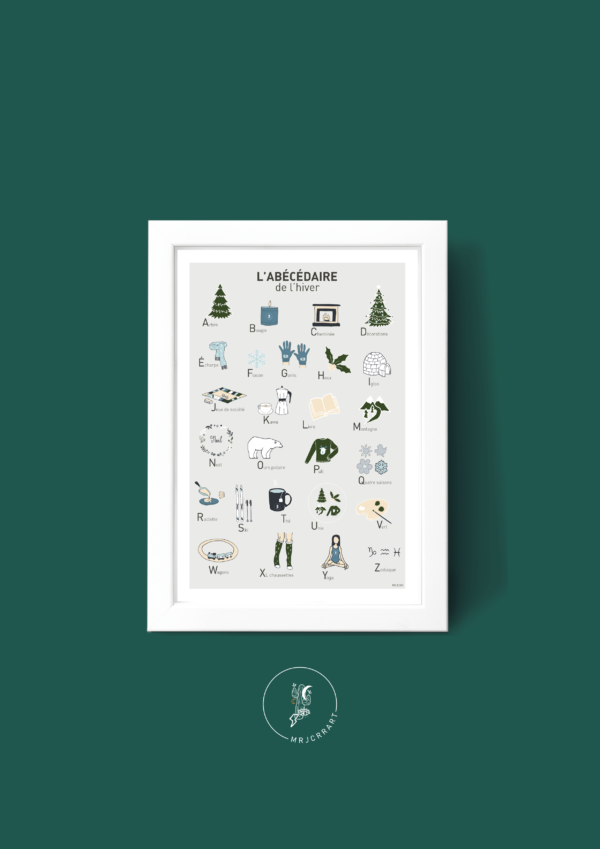 L' Abécédaire de l'hiver Affiche A3 A4 Carte postale