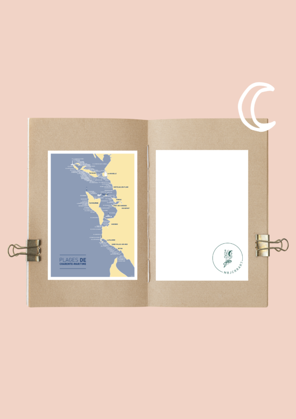 Carte des plages de Charente Maritime Affiche A3 Carte postale – Image 3