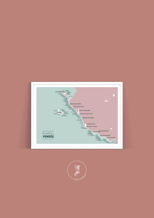 Carte des plages de Vendée Affiche A3 Carte postale