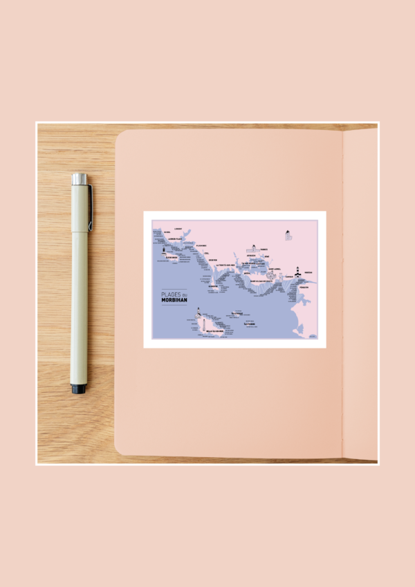 Carte des plages du Morbihan Affiche A3 Carte postale – Image 3