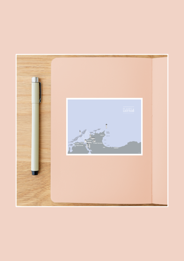 Carte des plages d'Ille et Vilaine Affiche A3 Carte postale – Image 3