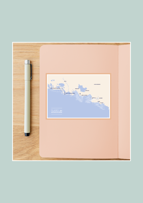 Carte des plages des Bouches du Rhône Affiche A3 Carte postale – Image 3