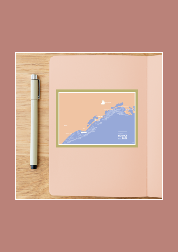 Carte des plages de l'Hérault et du Gard Affiche A3 Carte postale – Image 3