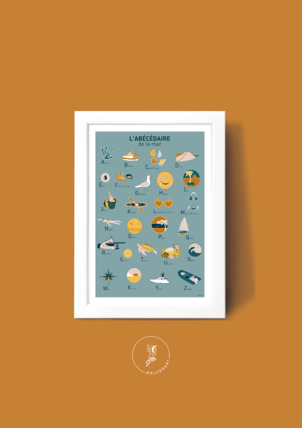 L' Abécédaire de la mer Affiche A3 A4 Carte postale