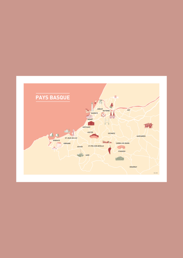 Au cœur du Pays basque Affiche A3 A4 Carte postale – Image 2