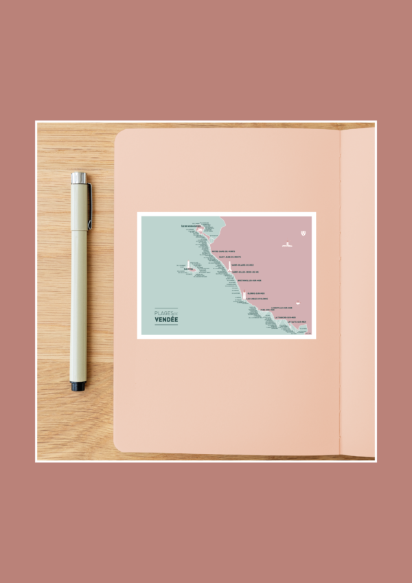 Carte des plages de Vendée Affiche A3 Carte postale – Image 2