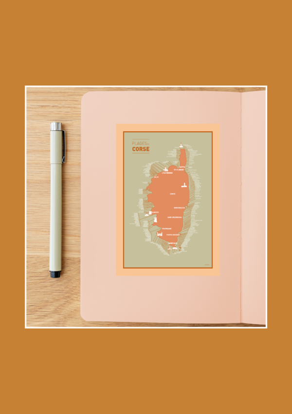 Carte des plages de Corse Affiche A3 Carte postale – Image 4