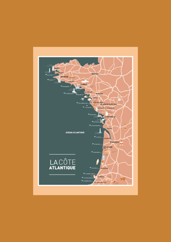 Côte Atlantique Affiche A3 A4 Carte postale – Image 2