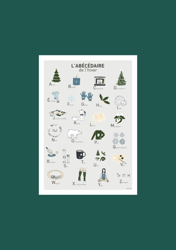 L' Abécédaire de l'hiver Affiche A3 A4 Carte postale – Image 2
