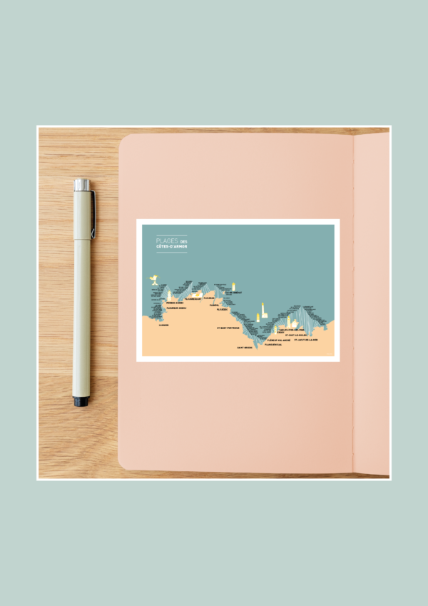 Carte des plages des Côtes d'Armor Affiche A3 Carte postale – Image 3