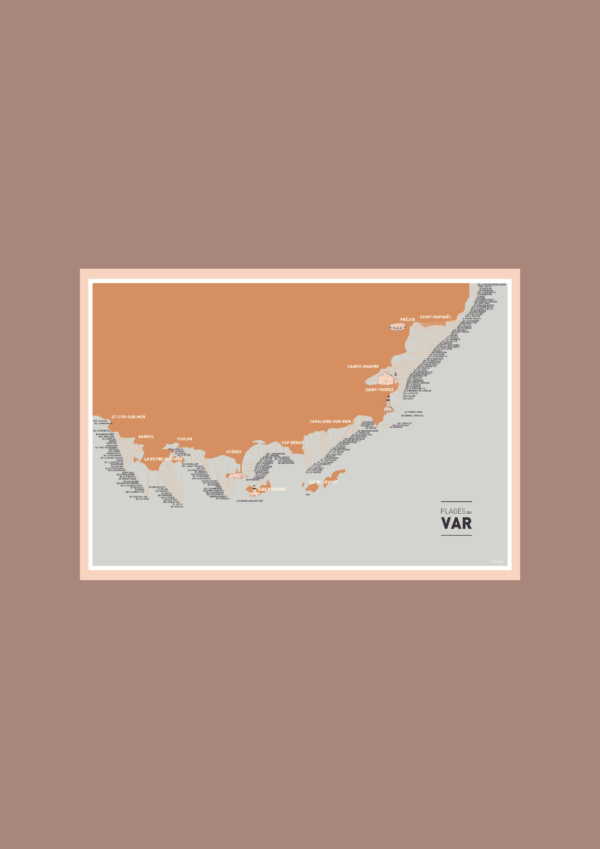 Carte des plages du Var Affiche A3 Carte postale – Image 2