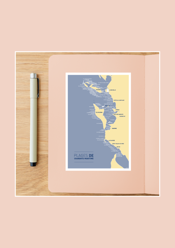 Carte des plages de Charente Maritime Affiche A3 Carte postale – Image 4