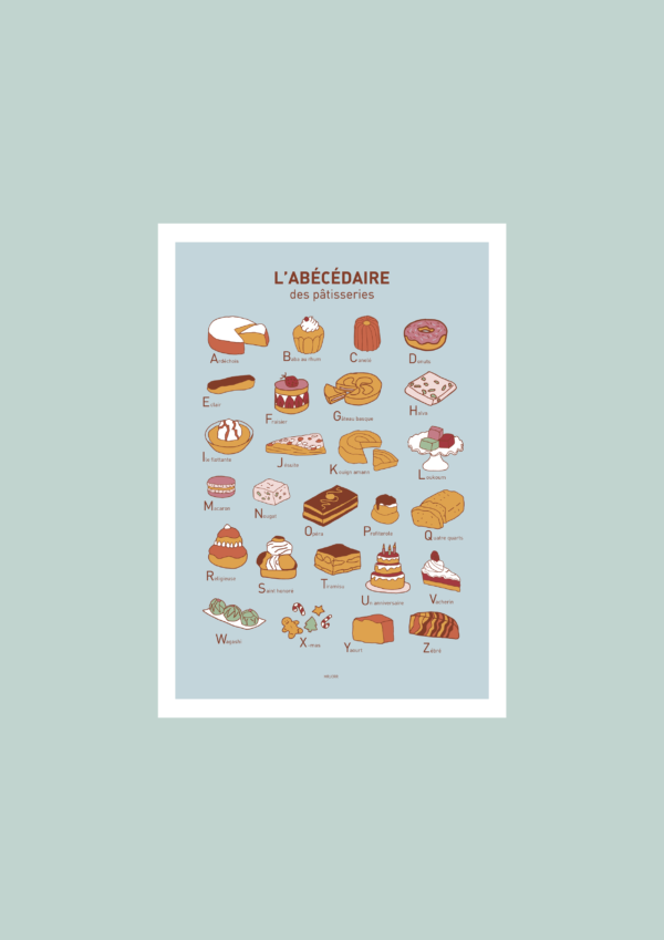 L' Abécédaire des pâtisseries Affiche A3 A4 Carte postale – Image 2