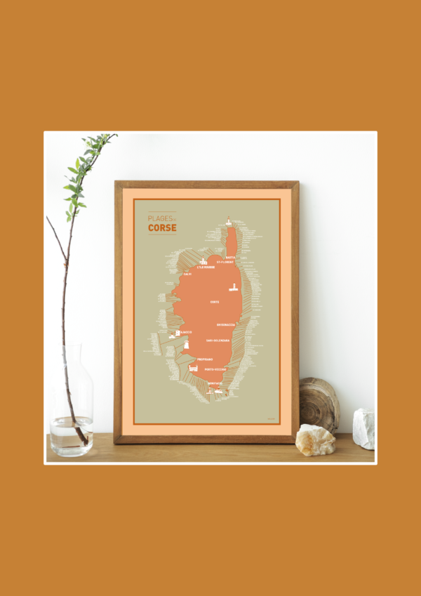 Carte des plages de Corse Affiche A3 Carte postale – Image 3