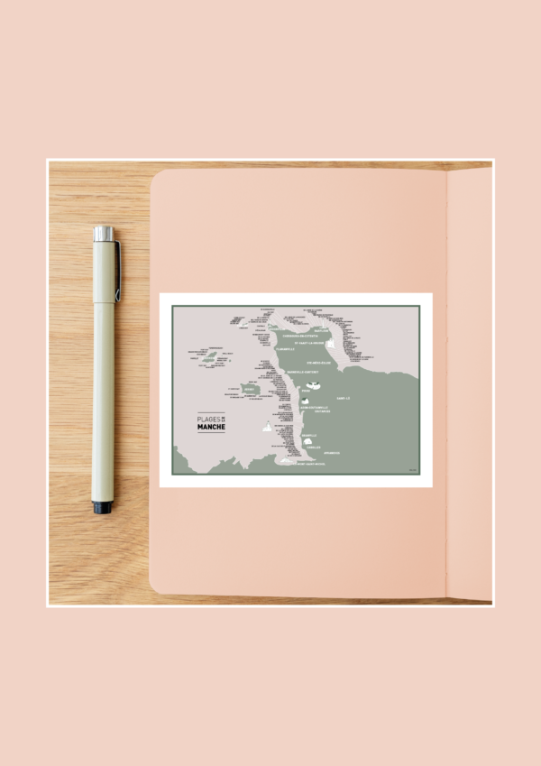 Carte des plages de la Manche Affiche A3 Carte postale – Image 3