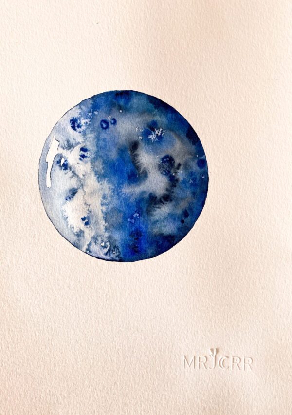 Peinture aquarelle originale Lune A4 – Image 2