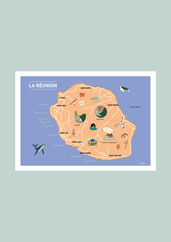 Au cœur de la Réunion Affiche A3 A4 Carte postale – Image 2