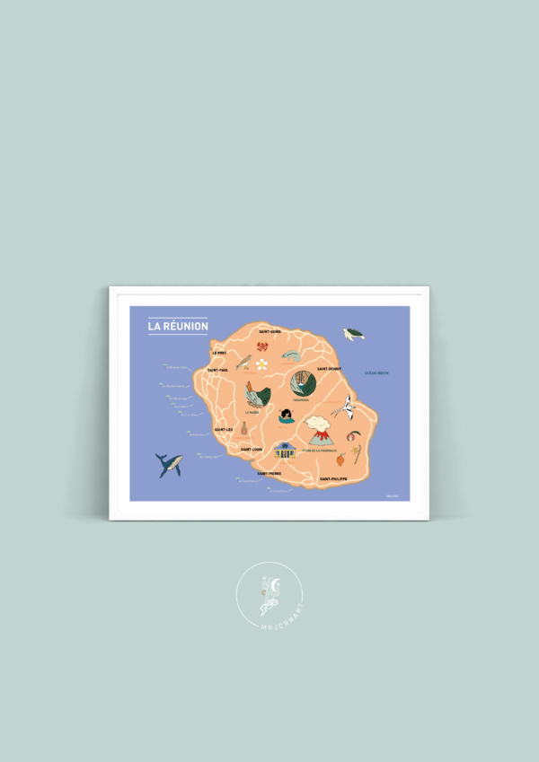 Au cœur de la Réunion Affiche A3 A4 Carte postale