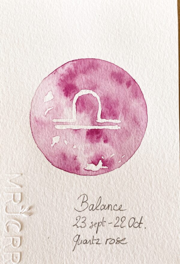 Signe astrologique Balance, peinture aquarelle originale – Image 2