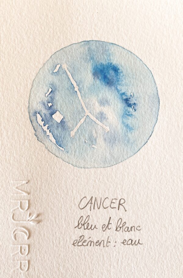 Signe astrologique Cancer, peinture aquarelle originale – Image 2