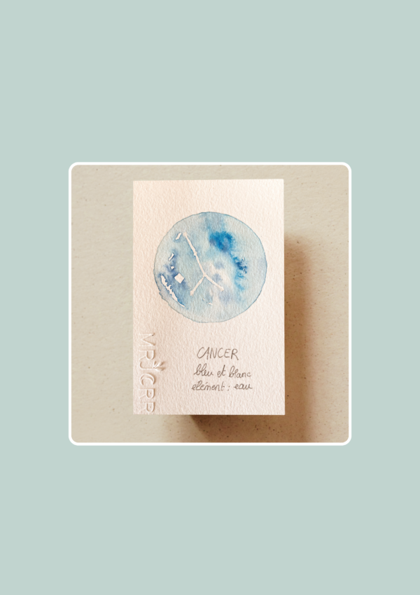 Signe astrologique Cancer, peinture aquarelle originale – Image 3