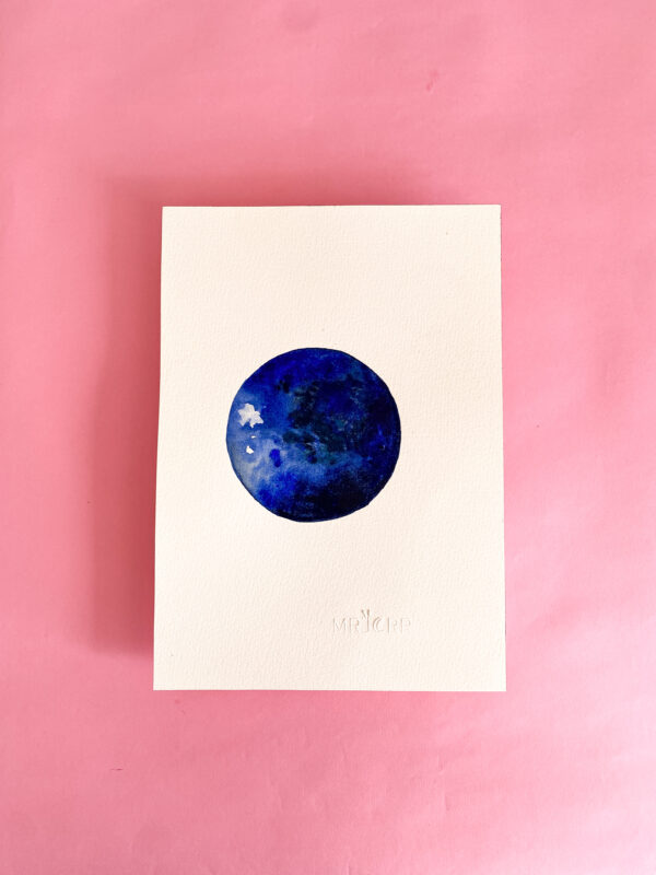Peinture aquarelle originale Lune A4