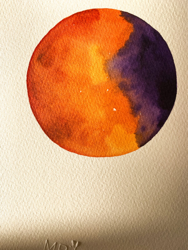 Peinture aquarelle originale Lune A4 – Image 3