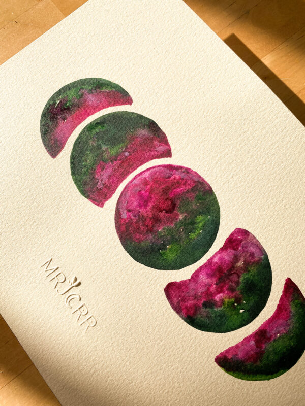 Peinture aquarelle originale Lune – Image 2