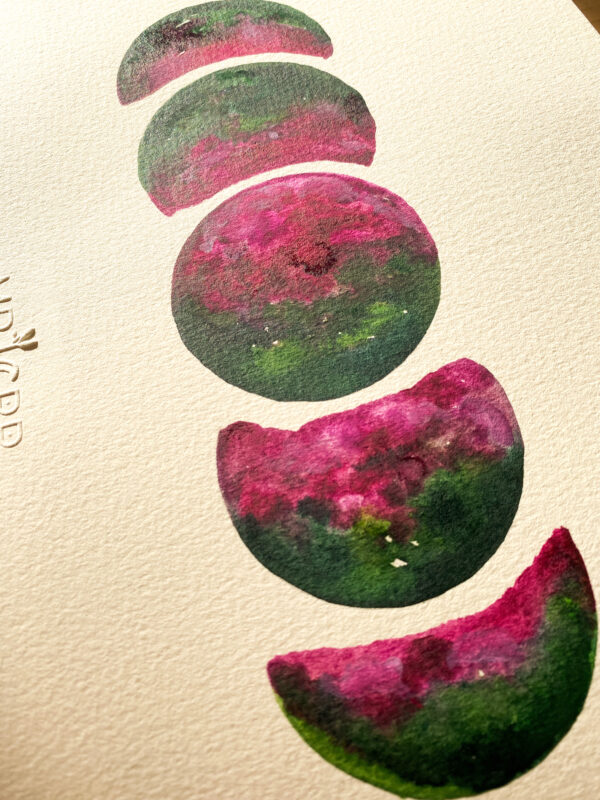 Peinture aquarelle originale Lune – Image 3