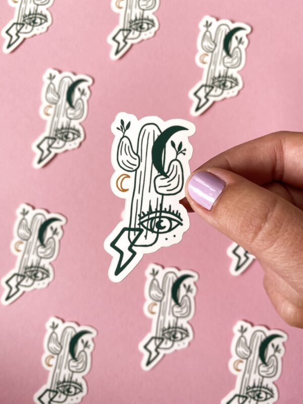 Sticker autocollant motif cactus lune œil – Image 2