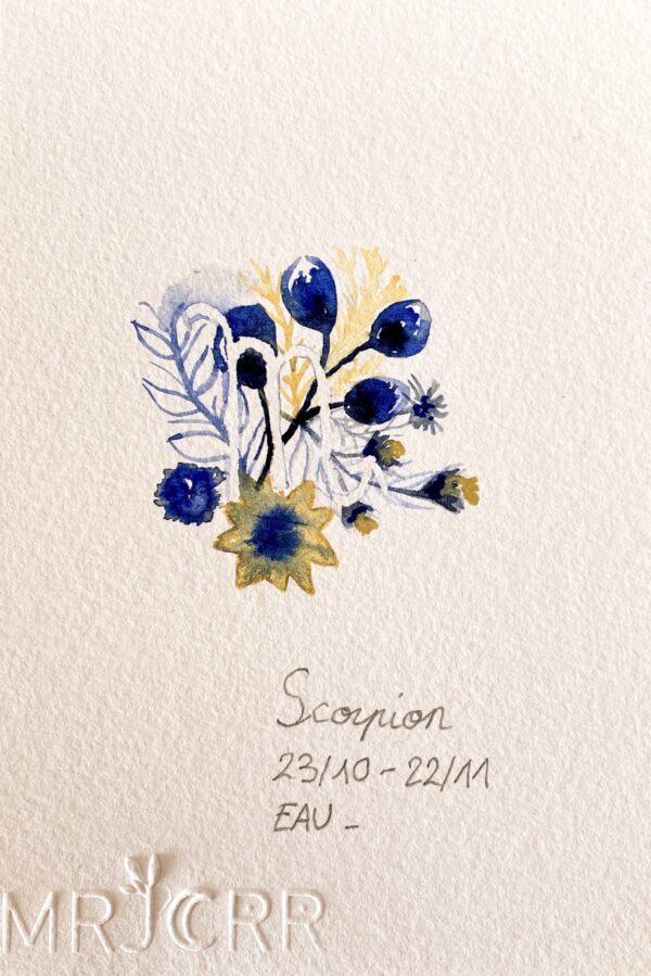 Signe astrologique Scorpion, peinture aquarelle originale – Image 2