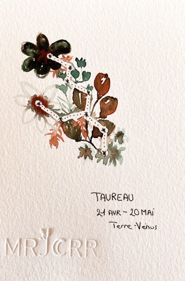 Signe astrologique Taureau, peinture aquarelle originale – Image 2