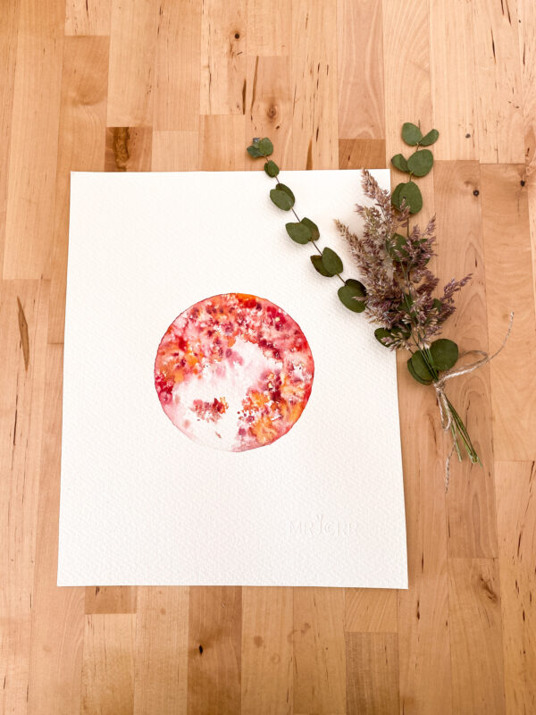 Peinture aquarelle originale Lune – Image 3