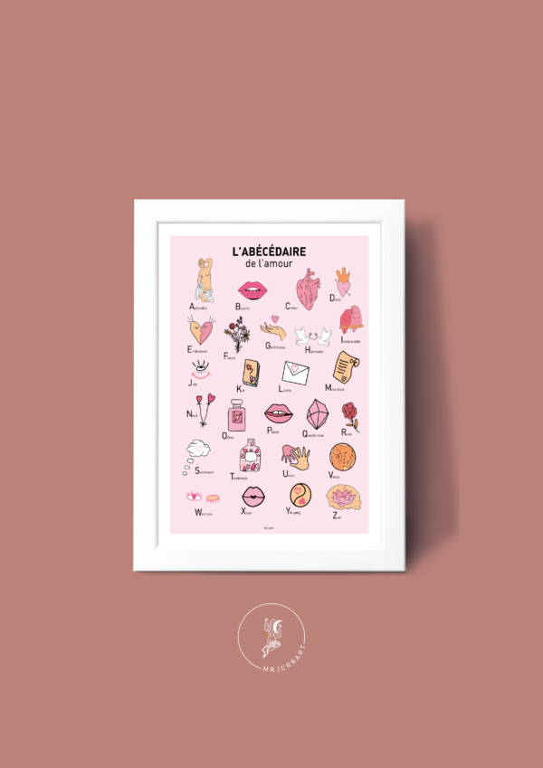 L' Abécédaire de l’amour Affiche A3 A4 Carte postale