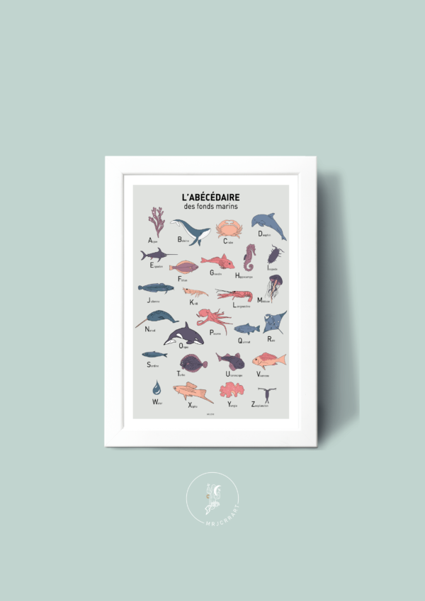 L' Abécédaire des fonds marins Affiche A3 A4 Carte postale