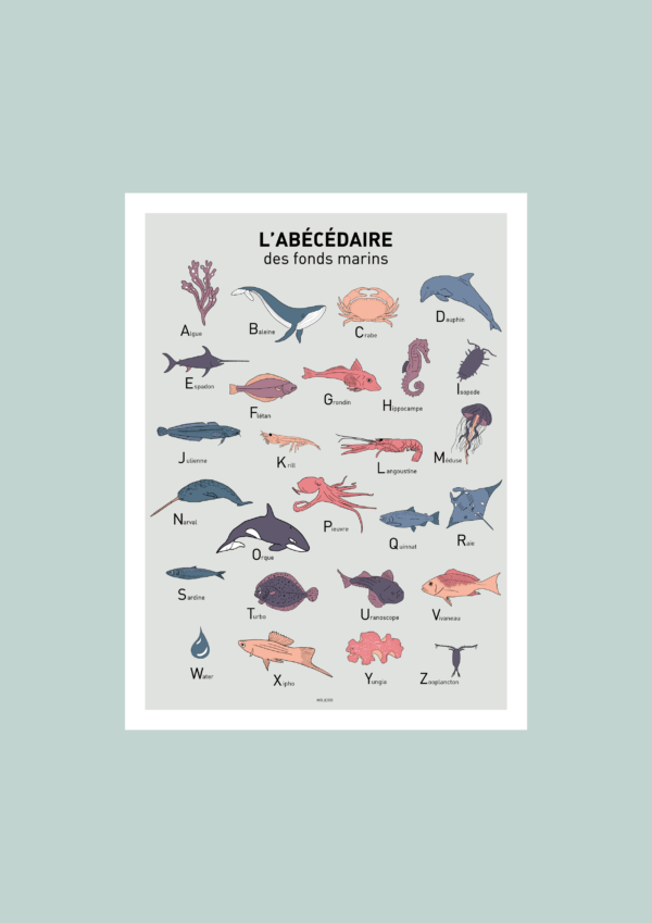 L' Abécédaire des fonds marins Affiche A3 A4 Carte postale – Image 2