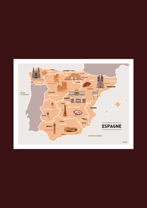 Au cœur de l’Espagne Affiche A3 A4 Carte postale – Image 2