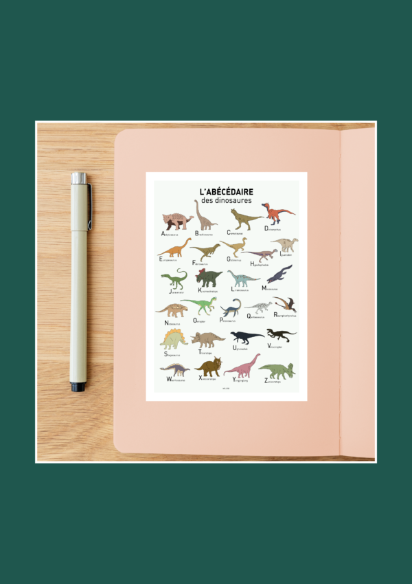 L' Abécédaire des dinosaures Affiche A3 A4 Carte postale – Image 2