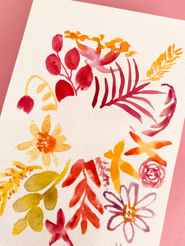 Peinture aquarelle originale fleurs A5 – Image 4