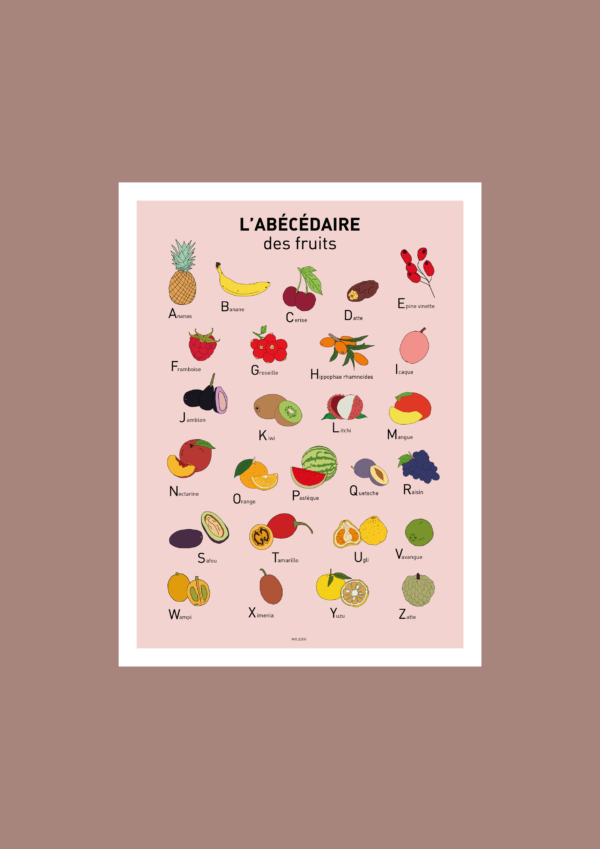 L' Abécédaire des fruits Affiche A3 A4 Carte postale – Image 2