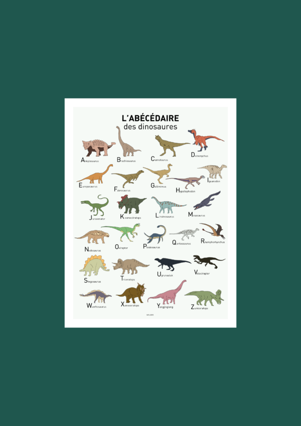 L' Abécédaire des dinosaures Affiche A3 A4 Carte postale – Image 4