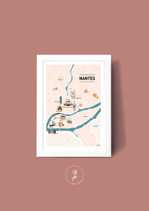 Au cœur de Nantes Affiche A3 A4 Carte postale