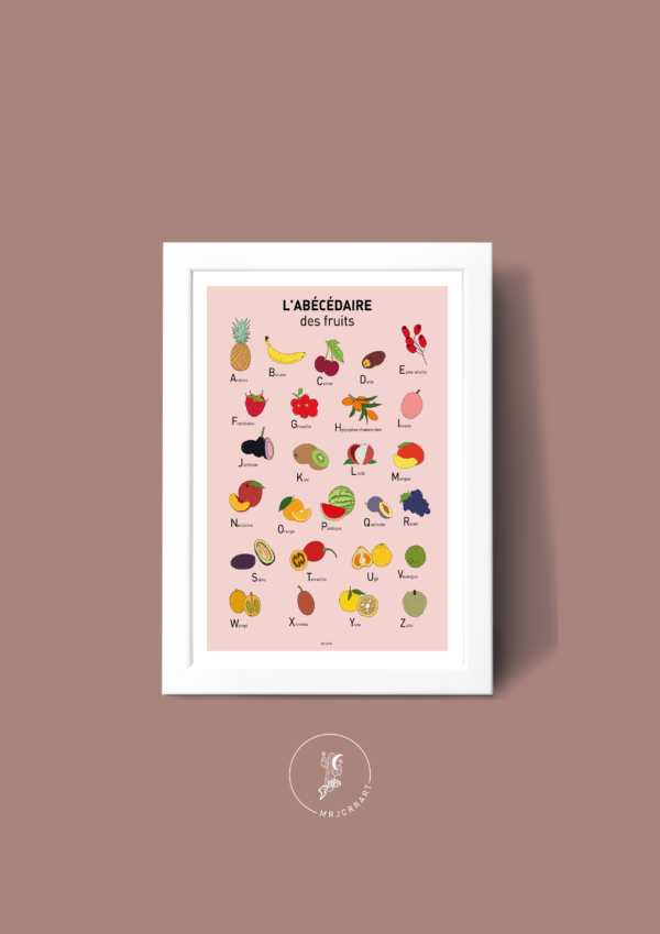 L' Abécédaire des fruits Affiche A3 A4 Carte postale