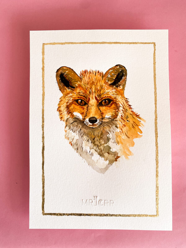 Peinture aquarelle originale renard A4 – Image 2