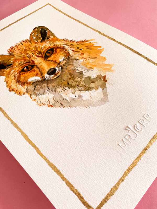 Peinture aquarelle originale renard A4 – Image 3