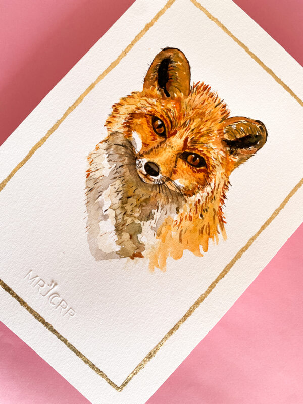 Peinture aquarelle originale renard A4 – Image 5