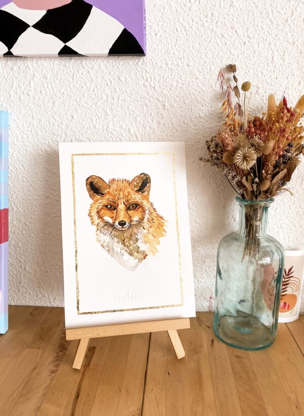 Peinture aquarelle originale renard A4 – Image 6